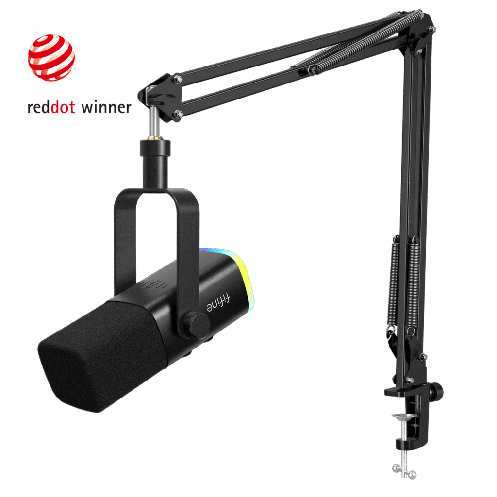 FIFINE AmpliGame AM8T USB XLR dynamic microphone with boom arm
