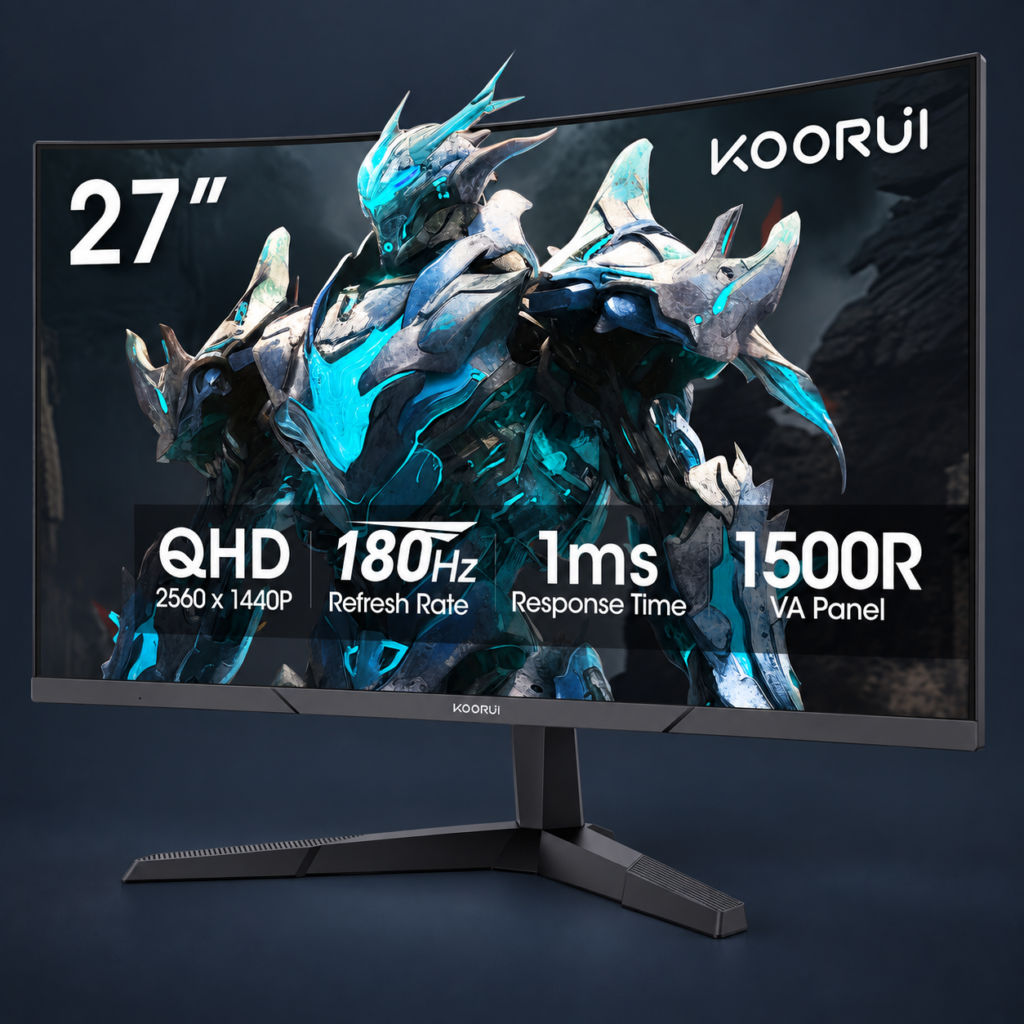 KOORUI 27E6QCA 27-inch 1440p 180Hz curved gaming monitor